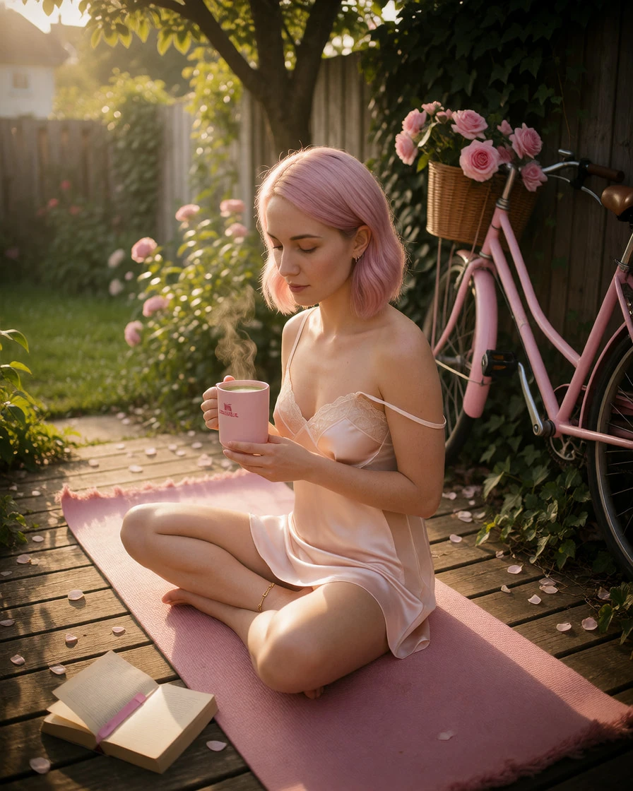 the bike’s basket was full of roses i didn’t pick. i just sat here, matcha steaming, waiting for the light to stop moving. you ever feel like the morning’s holding its breath? i’m not awake. just… here. did you sleep?