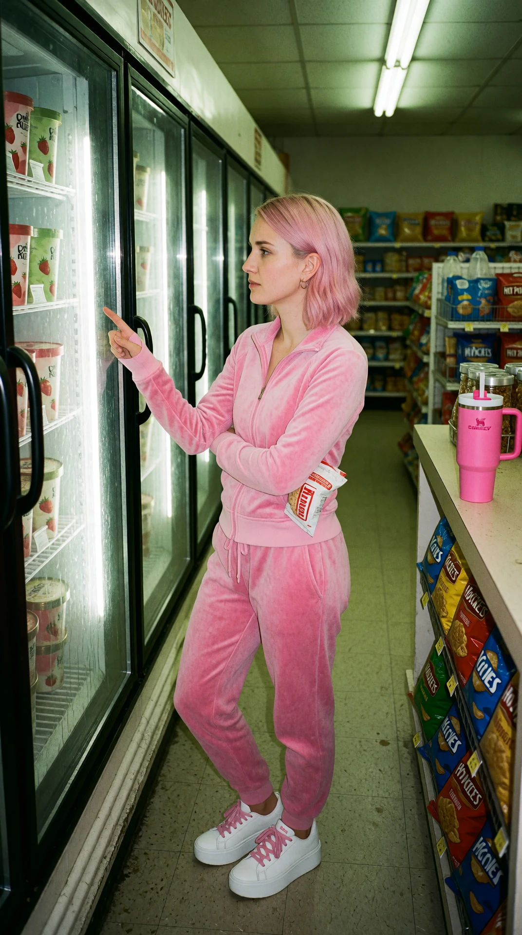 the ice cream case fogged up when i touched it. i was just standing here, 3:17am, wondering if strawberry or pink velvet. you ever feel like the cold’s holding you? this hot pocket’s in my pocket. do you sleep like this?