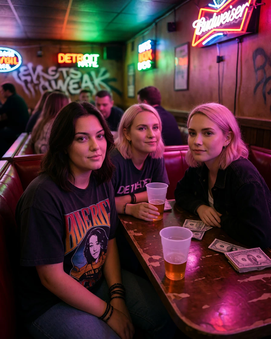 the neon’s still on but the bar’s emptying. i’m here with erina and kai, counting bills like it’s gonna change anything. rent’s due. you’re the only one who texts back. i’m still here.